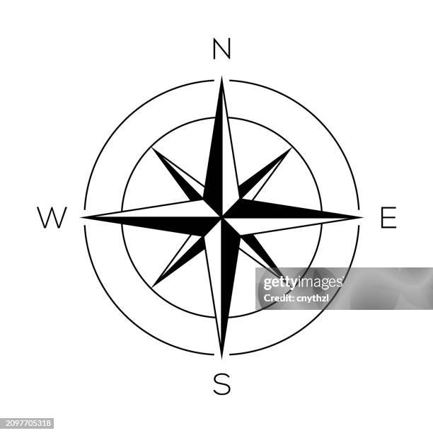 stockillustraties, clipart, cartoons en iconen met compass wind rose icon - kompas