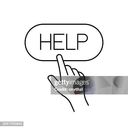 Hand Pushing Help Button Vector Illustration Hand Pushing Help Button Vector Illustration