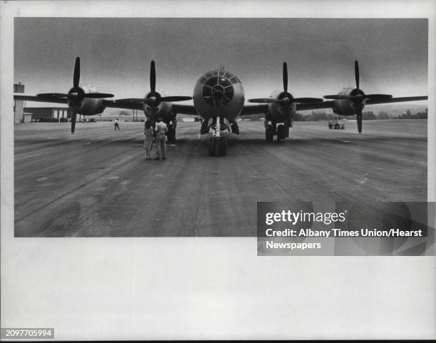 New York - The only airworthy B-29 in captivity at the Scotia National Guard Airport, in for the air show this weekend. Aircraft. May 28, 1981