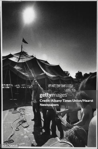 New York - This is the early morning scene of the Clyde Beaty Cole Brothers circus rising in the sun this morning. The early morning scene was at the...