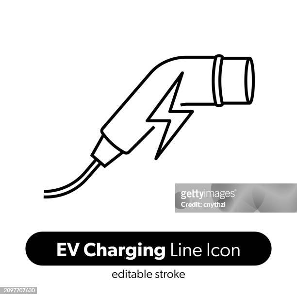 stockillustraties, clipart, cartoons en iconen met ev charging line icon. editable stroke vector icon. - car charger
