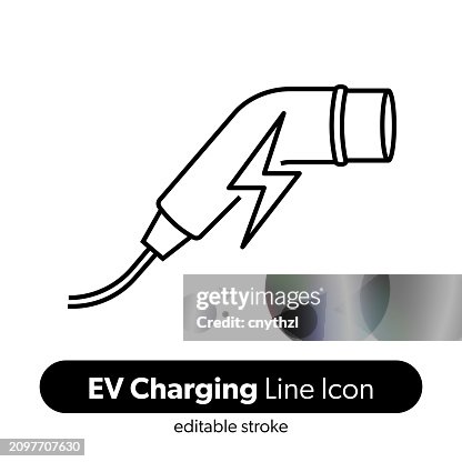 EV Charging Line Icon. Editable Stroke Vector Icon. EV Charging Line Icon. Editable Stroke Vector Icon.