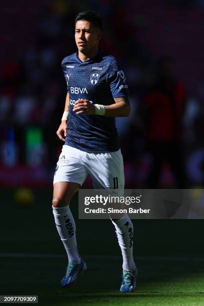 Maximiliano Meza of Monterrey in action during the warm-up for the 12th round match between Atlas and Monterrey as part of the Torneo Clausura 2024...