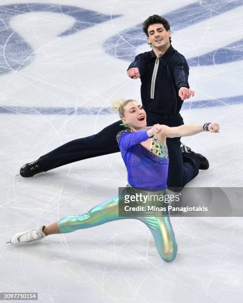 Piper Gilles and Paul Poirier of Canada compete in the Ice Dance Rhythm Dance during the ISU World Figure Skating Championships at the Bell Centre on...