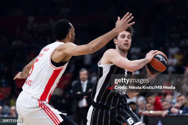 Alessandro Pajola of Virtus Segafredo Bologna in action during the 2023/2024 Turkish Airlines EuroLeague, Round 31 match between Crvena Zvezda...