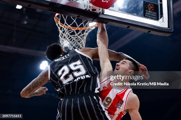 Luka Mitrovic of Crvena Zvezda Meridianbet Belgrade in action under the basket during the 2023/2024 Turkish Airlines EuroLeague, Round 31 match...