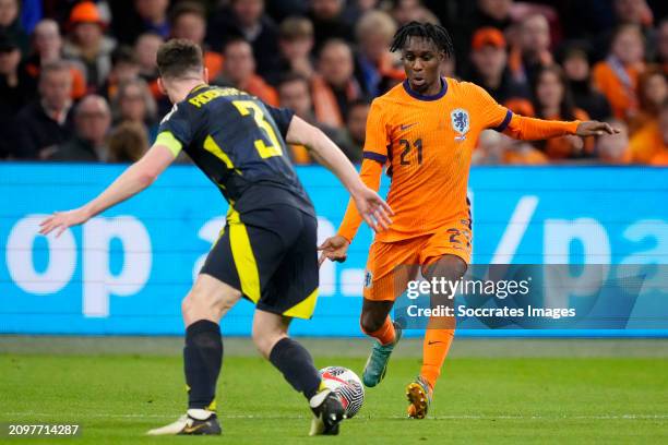 Andrew Robertson of Scotland, Jeremie Frimpong of Holland during the International Friendly match between Holland v Scotland at the Johan Cruijff...