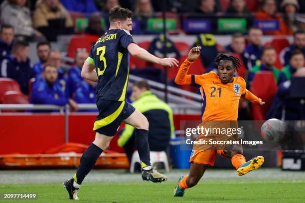 Andrew Robertson of Scotland, Jeremie Frimpong of Holland during the International Friendly match between Holland v Scotland at the Johan Cruijff...