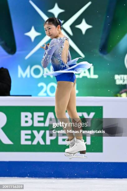 Mone Chiba of Japan competes in the Women's Free Program during the ISU World Figure Skating Championships at the Bell Centre on March 22, 2024 in...