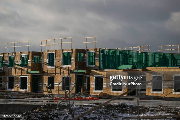 Construction site in the South Edmonton landscape, on March 21 in Edmonton, Alberta, Canada.