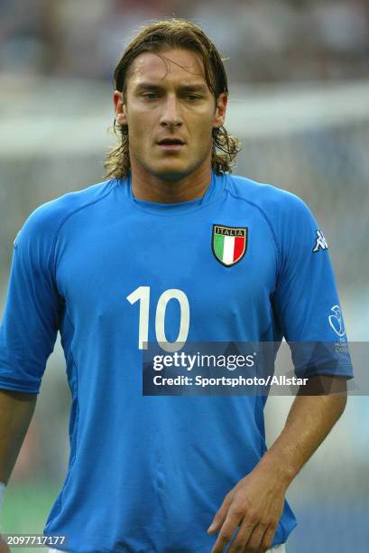 June 8: Francesco Totti of Italy in action during the FIFA World Cup Finals 2002 Group G match between Italy and Croatia at Kashima Soccer Stadium on...