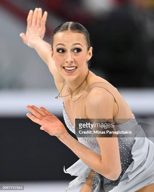 Livia Kaiser of Switzerland competes in the Women's Free Program during the ISU World Figure Skating Championships at the Bell Centre on March 22,...