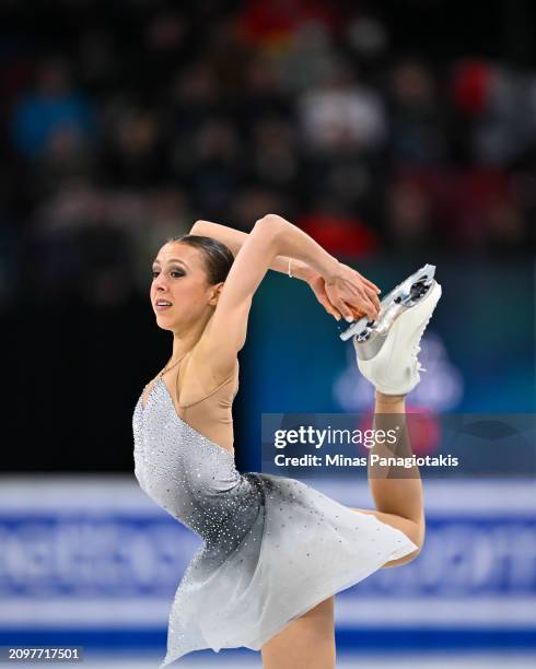 Livia Kaiser of Switzerland competes in the Women's Free Program during the ISU World Figure Skating Championships at the Bell Centre on March 22,...