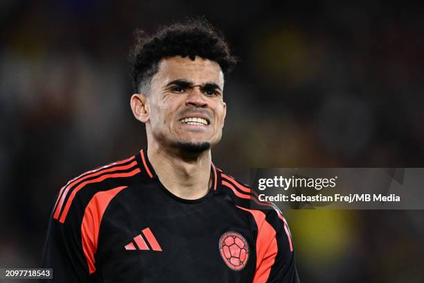 Luis Diaz of Colombia during the international friendly match between Spain and Colombia at London Stadium on March 22, 2024 in London, England.