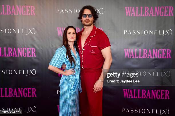 Giulio Berruti and Melanie Zanetti attend the red carpet of Passionflix's Wallbanger Premiere at Passioncon at Hyatt Regency Grand Reserve on March...