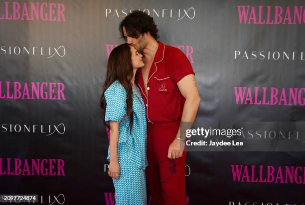 Giulio Berruti and Melanie Zanetti attend the red carpet of Passionflix's Wallbanger Premiere at Passioncon at Hyatt Regency Grand Reserve on March...