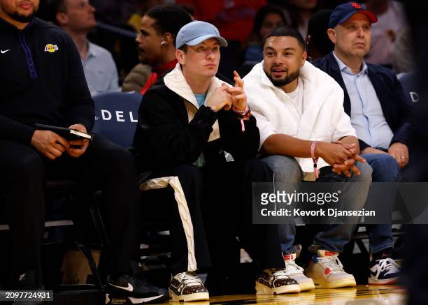 Barry Keoghan attends a game between the Los Angeles Lakers and Philadelphia 76ers at Crypto.com Arena on March 22, 2024 in Los Angeles, California....