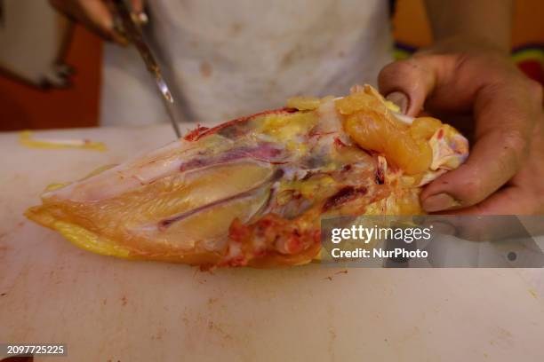 Chicken is being cut into pieces for sale at a market in Mexico City. Recently, the Ministry of Health of Tlaxcala in Mexico issued an...