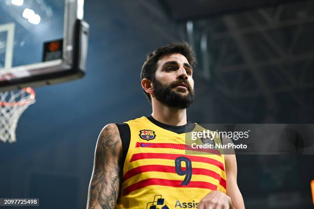 Ricky Rubio of FC Barcelona is playing in the Euroleague, Round 31, match between Panathinaikos AKTOR Athens and FC Barcelona at Oaka Altion Arena in...