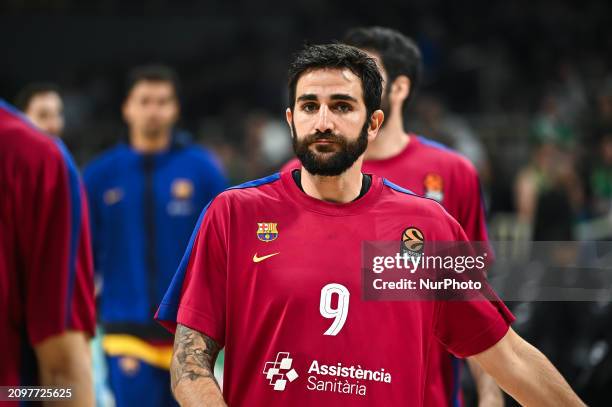 Ricky Rubio of FC Barcelona is playing in the Euroleague, Round 31, match between Panathinaikos AKTOR Athens and FC Barcelona at Oaka Altion Arena in...