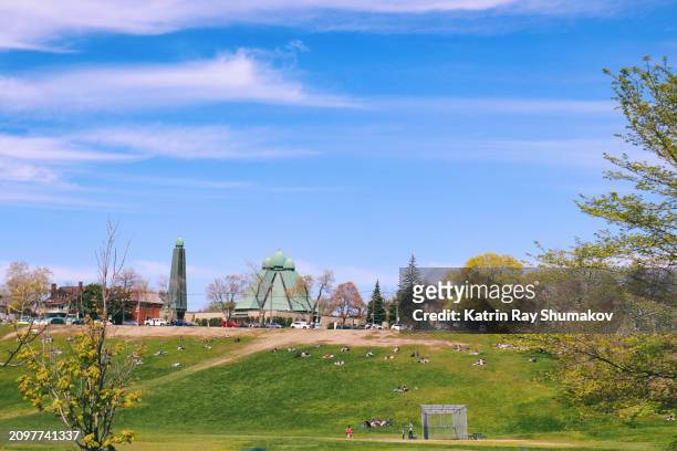 spring fun in riverdale park of toronto - riverdale stock pictures, royalty-free photos & images