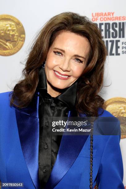 Lynda Carter attends the 2024 Library Of Congress Gershwin Prize Dinner at The Library of Congress on March 19, 2024 in Washington, DC.