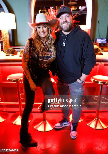 Meghan Patrick and Mitchell Tenpenny are seen at the Riser House Label Showcase at AB Hillsboro Village on March 19, 2024 in Nashville, Tennessee.