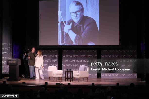 Fern Mallis introduces Todd Snyder during Fashion Icons In Conversation at 92NY on March 19, 2024 in New York City.