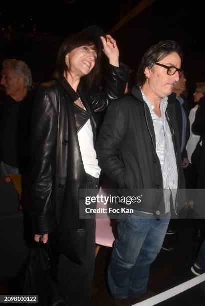 Charlotte Gainsbourg and Yvan Attal attend the "La Solitude d'Israel" : Bernard Henri Levy's Debate Evening at Salle Pleyel on March 19, 2024 in...