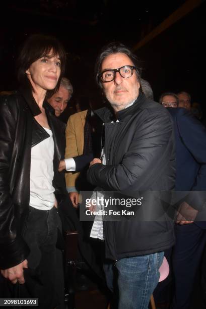 Charlotte Gainsbourg and Yvan Attal attend the "La Solitude d'Israel" : Bernard Henri Levy's Debate Evening at Salle Pleyel on March 19, 2024 in...