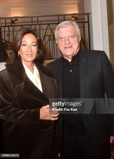 Katia Toledano and her husband Sidney Toledano attend the "La Solitude d'Israel" : Bernard Henri Levy's Debate Evening at Salle Pleyel on March 19,...