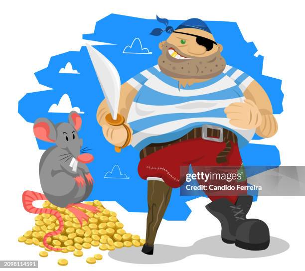 pirate and rat - treasure island florida stock illustrations