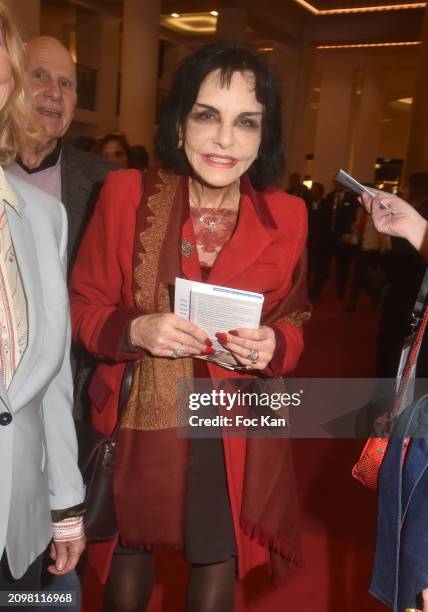 Anne Marie Mitterrand attends the "La Solitude d'Israel" : Bernard Henri Levy's Debate Evening at Salle Pleyel on March 19, 2024 in Paris, France.