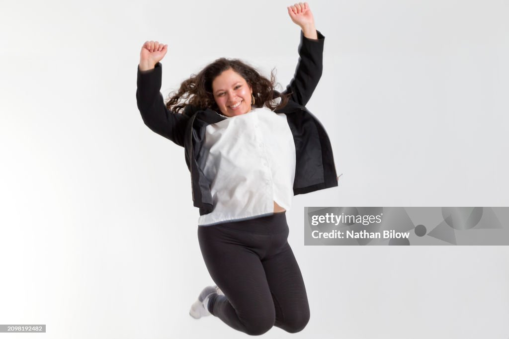 Gen Z female full body size studio portrait