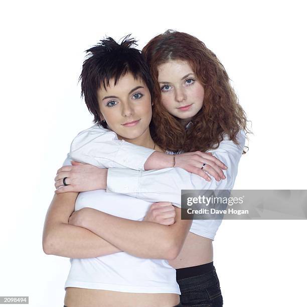 Russian "lesbian" pop duo "Tatu", Yulia Volkova and Lena Katina , pose for a studio portrait at the MTV Europe Music Awards in Barcelona, Spain on...