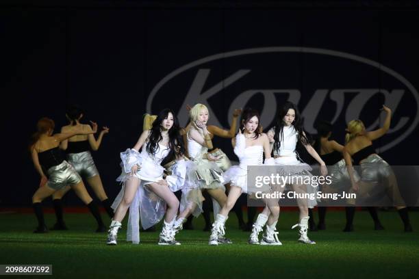 Pop group aespa performs prior to the 2024 Seoul Series game between Los Angeles Dodgers and San Diego Padres at Gocheok Sky Dome on March 20, 2024...