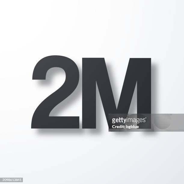 2m - two million. icon with shadow on white background - number 2 outline stock illustrations