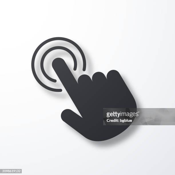 hand touch - click. icon with shadow on white background - mouse pointer stock illustrations