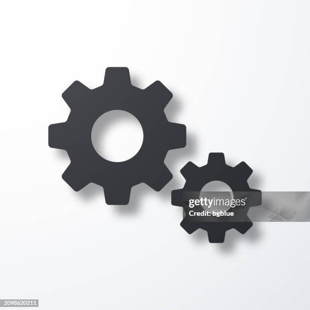 gears - settings. icon with shadow on white background - spinning wheel isolated stock illustrations