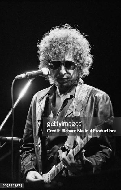 Legendary rock musician and songwriter Bob Dylan performs during a concert at the Yves-du-Manoir Sports Stadium. He is on tour to promote his new...