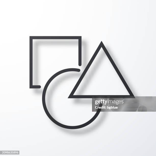 shapes. line icon with shadow on white background - three objects triangle stock illustrations