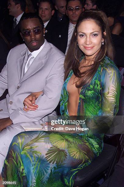 Rap artist Sean "Puffy" Combs and actress Jennifer Lopez attend the 42nd annual Grammy Awards in Los Angeles on February 24, 2000.