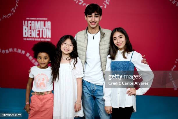 Kamsiyochi Ngene, Meilin Zahn, Alí Dia and Gala Bichir attend the photocall for "La Familia Benetón" at the Casa de México Foundation on March 20,...