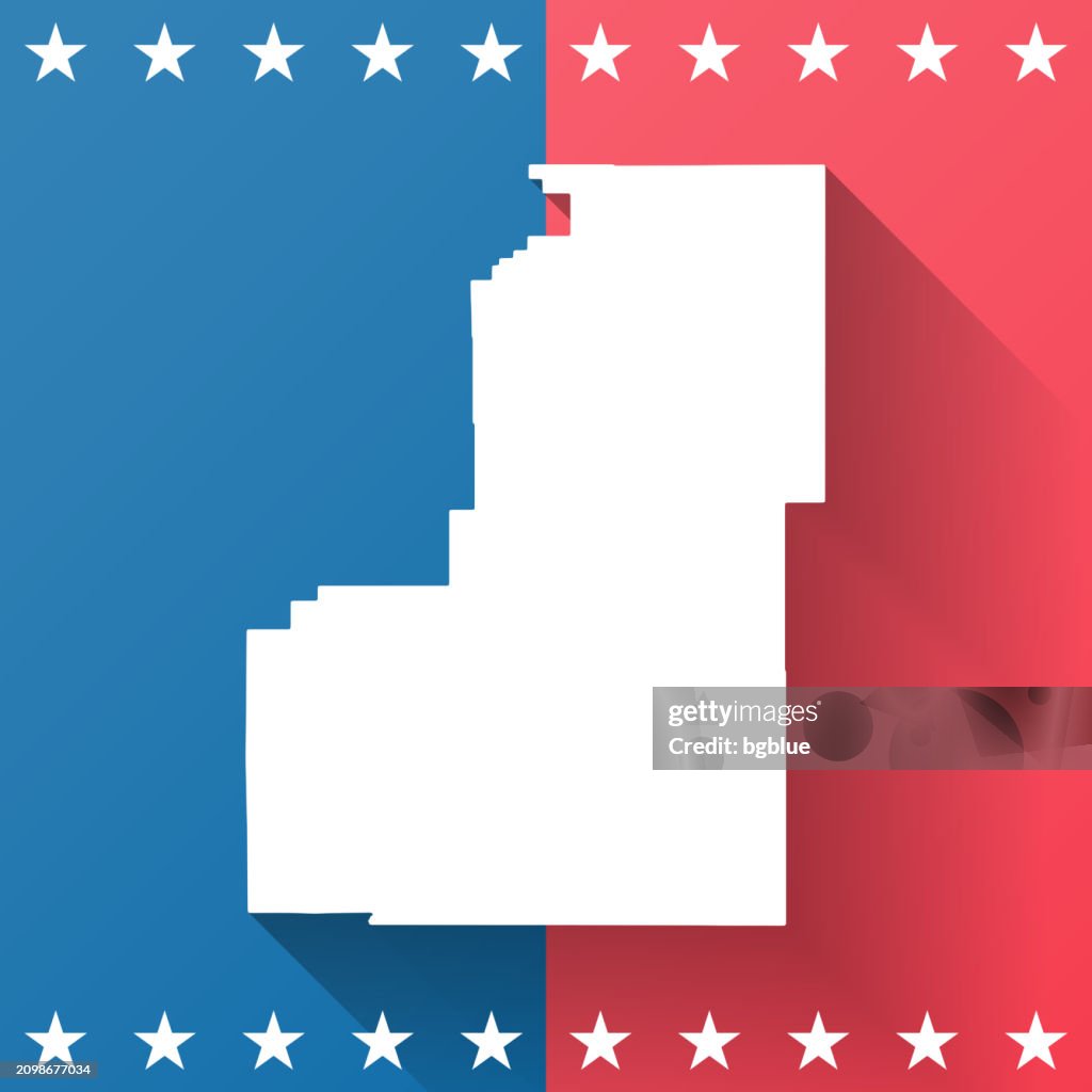 Sanpete County, Utah. Map on blue and red background