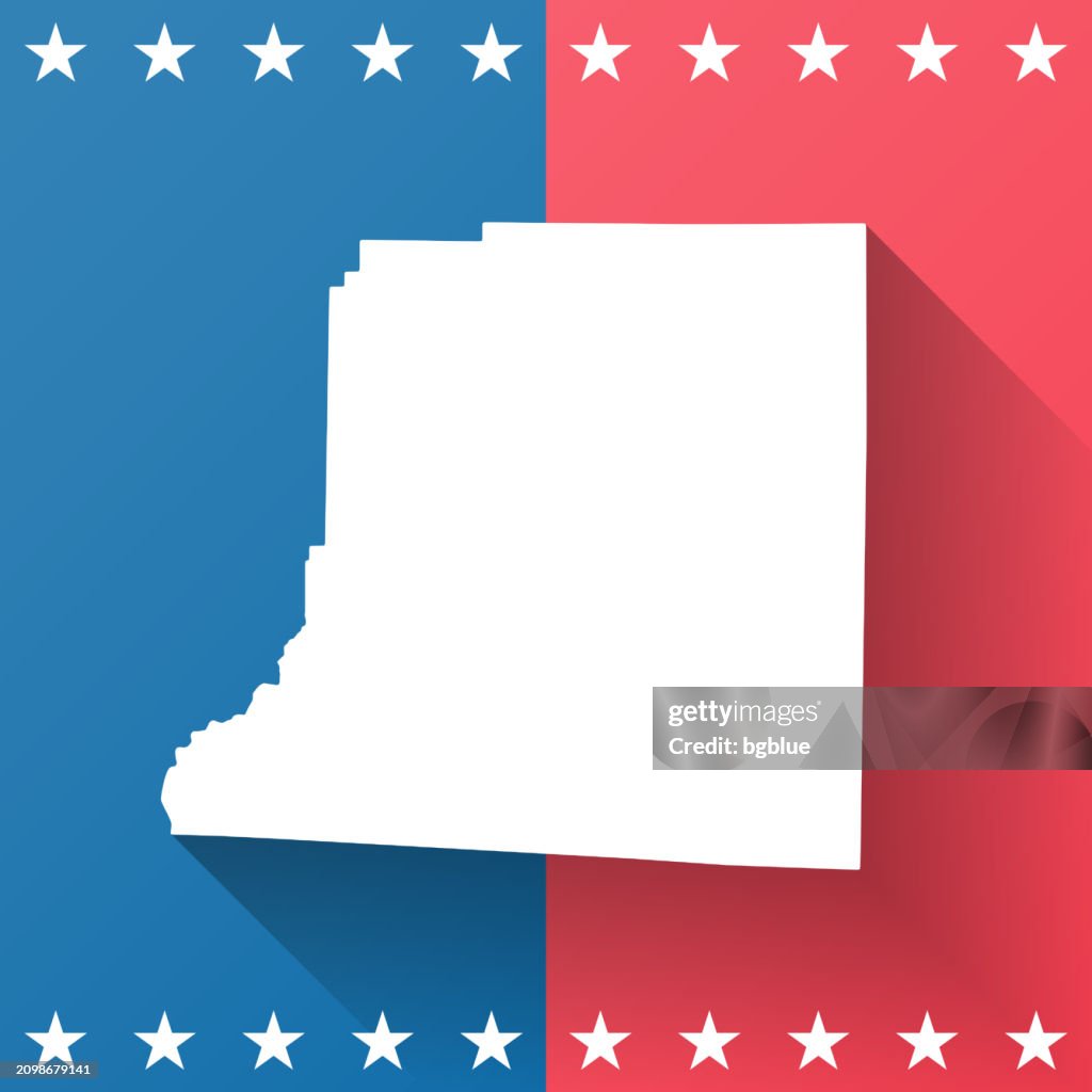 Decatur County, Georgia. Map on blue and red background