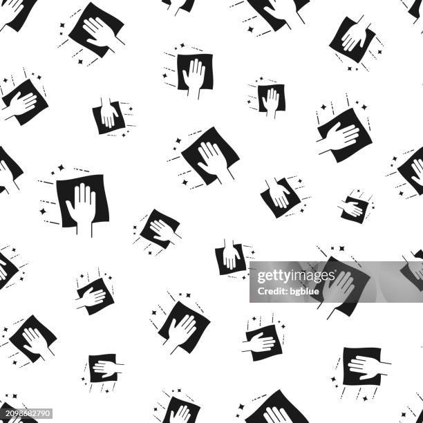 clean and sanitize with wipes. seamless pattern. icons on white background - hand clean background stock illustrations
