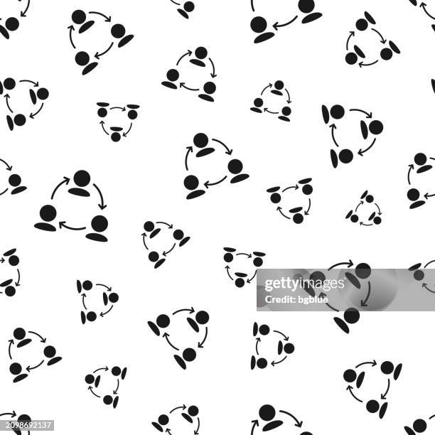 team management. seamless pattern. icons on white background - 3 circular arrows stock illustrations
