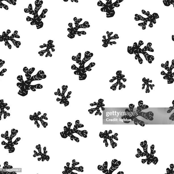 ginger. seamless pattern. icons on white background - ginger root white background stock illustrations