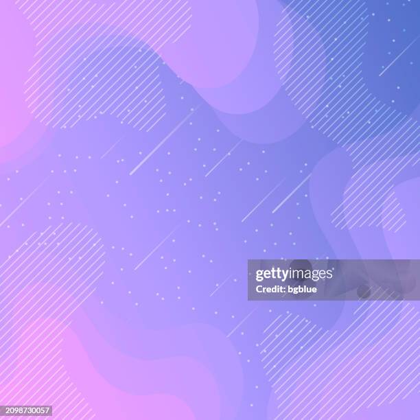 trendy starry sky with fluid and geometric shapes - purple gradient - meteor shower stock illustrations