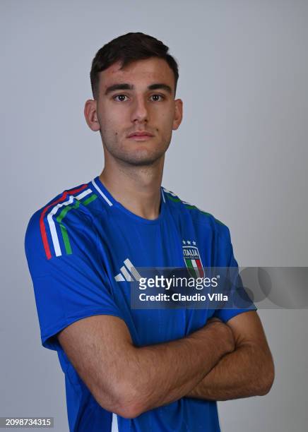 Lorenzo Lucca of Italy poses during an Italy portrait session at Hotel Parco dei Principi on March 18, 2024 in Rome, Italy.